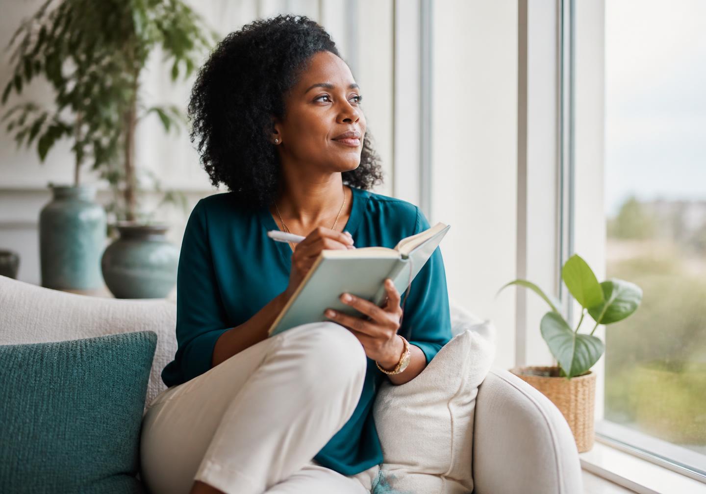 Woman journaling as she begins the Finally Yours 5 Day Challenge